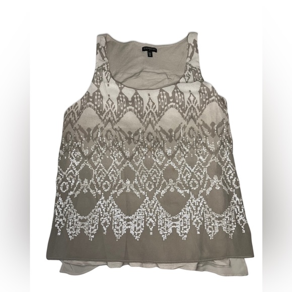 Express Sleeveless Sequin Top with Faux Open Back. - Picture 2 of 7